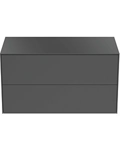Ideal Standard Conca Waschtisch-Unterschrank T4323Y2 ohne Ausschnitt, 2 Auszüge, 100x50,5x55 cm, Anthrazit matt lackiert