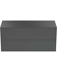 Ideal Standard Conca Waschtisch-Unterschrank T4324Y2 ohne Ausschnitt, 2 Auszüge, 120x50,5x55 cm, Anthrazit matt lackiert