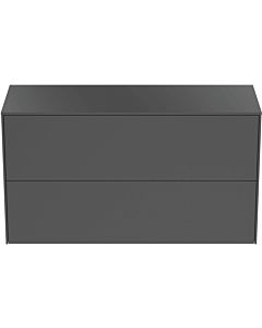 Ideal Standard Conca Waschtisch-Unterschrank T4329Y2 ohne Ausschnitt, 2 Auszüge, 100x37x55 cm, Anthrazit matt lackiert