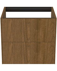 Ideal Standard Conca Waschtisch-Unterschrank T4355Y5 ohne Waschtisch-Platte, 2 Auszüge, 60x50,5x54 cm, Walnuss dunkel Furnier