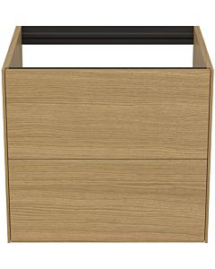 Ideal Standard Conca Waschtisch-Unterschrank T4355Y6 ohne Waschtisch-Platte, 2 Auszüge, 60x50,5x54 cm, Eiche hell Furnier