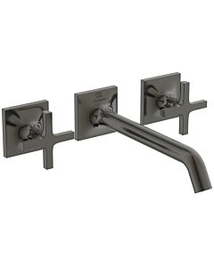 Ideal Standard Joy Neo Fertigmontageset BD153A5 für 3-Loch-Waschtisch-Armatur, Kreuzgriffe, Ausladung 209mm, Magnetic Grey