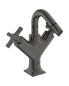 Ideal Standard Joy Neo Bidet mitigeur monocommande BD157A5 avec garniture de vidage , poignées croisées, saillie 115mm, Gris Magnétique