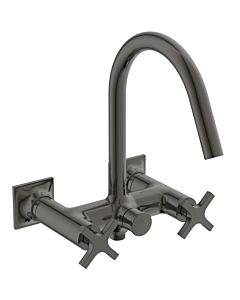 Ideal Standard Joy Neo mitigeur de bain à deux poignées BD160A5 apparent, poignées en croix, saillie 190 mm, gris magnétique