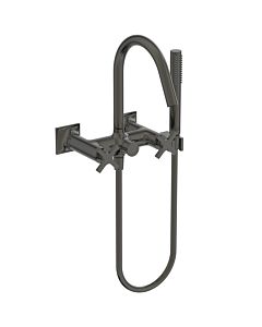 Ideal Standard Joy Neo mitigeur de bain à deux poignées BD162A5 apparent, avec douchette à main, saillie 190mm, poignées en croix, gris magnétique