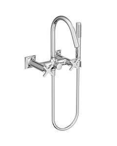 Ideal Standard Joy Mélangeur de bain à deux poignées Neo BD162AA apparent, avec douchette à main, saillie 190 mm, poignées en croix, chromé