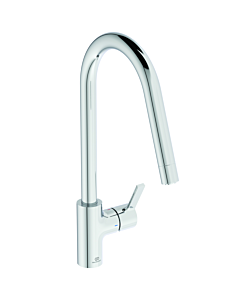 Ideal Standard Gusto Küchenarmatur BD415AA chrom, mit hohem Rohrauslauf und herausziehbarer Handbrause, Niederdruck