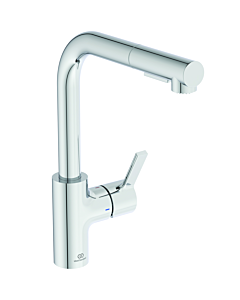 Ideal Standard Robinet de cuisine Gusto BD420AA chromé , avec bec flexible et douchette extractible 2 fonctions