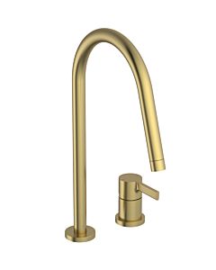 Ideal Standard Gusto kitchen 2-hole faucet BD422A2 brushed gold, with high pipe spout
