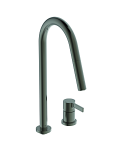 Ideal Standard Gusto kitchen 2-hole faucet BD424A5 magnetic gray, with high pipe spout and pull-out 2-function hand shower