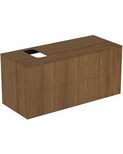 Ideal Standard Conca Waschtisch-Unterschrank T3944Y5 mit Ausschnitt, 2 Auszüge, 120x50,5x55 cm, rechts/links, Walnuss dunkel Furnier