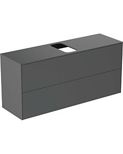 Ideal Standard vasque Conca T3949Y2 avec découpe, 2 tiroirs, 120x37x55 cm, centre, laqué anthracite mat
