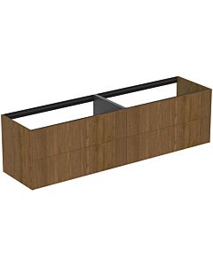 Ideal Standard Conca vanity unit T3993Y5 without vanity top, 4 pull-outs, 200x50.5x54 cm, dark walnut veneer