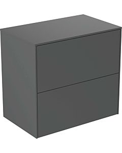 Ideal Standard Conca Waschtisch-Unterschrank T4327Y2 ohne Ausschnitt, 2 Auszüge, 60x37x55 cm, Anthrazit matt lackiert