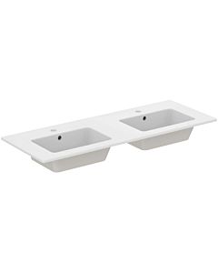 Ideal Standard Eurovit meuble double vasque E053401 chaque 2000 trou de robinetterie, avec trop-plein, 121,5 x 45,5 x 15,5 cm, blanc