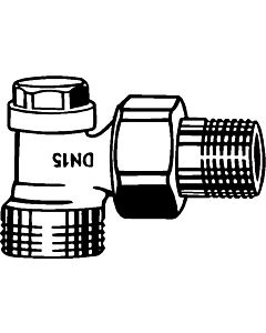 Heimeier Regulux Rücklaufverschraubung 0361-02.000 R 3/4, Eck, Rotguss vernickelt