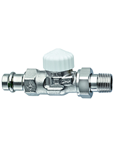 corps de vanne thermostatique Heimeier V-exact II 3718-15.000 R 2000 / 2, raccord à sertir Viega 15 mm, passage, bronze nickelé