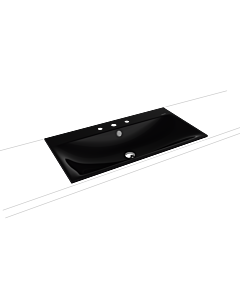 Kaldewei Silenio Einbau-Waschtisch 907806033701 3038, 90 x 46 cm, schwarz Perl-Effekt, Überlauf, 3 Hahnlöcher