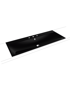 Kaldewei Silenio vasque à encastrer 907906033701 3039, 120 x 46 cm, effet perle noire, trop-plein, 3 trous robinetterie