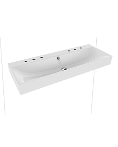 Kaldewei Silenio double vasque murale 904506053001 120x46x1,2cm, avec trop-plein, 2 x 3 trous robinetterie, blanc effet perlant