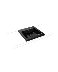 Kaldewei Cono Aufsatz-Waschtisch 908306033701 50x50cm, ohne Überlauf, 3 Hahnlöcher, schwarz Perl-Effekt
