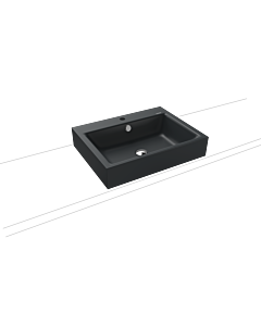 Kaldewei Puro washbasin 900706013715 3157, 60x46cm, catania gray matt, pearl effect, with overflow, 2000 tap hole