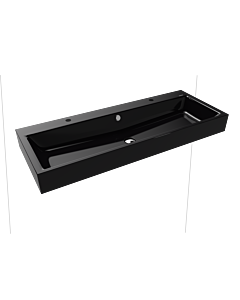 Kaldewei Puro Wand-Doppelwaschtisch 906806043701 120x46x12cm, mit Überlauf, 2x1 Hahnloch, schwarz Perl-Effekt