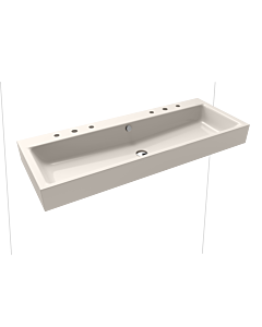 Kaldewei Puro lavabo double mural 906806053231 120x46x12cm, avec trop-plein, 2x3 trous pour robinet, effet pergamon nacré
