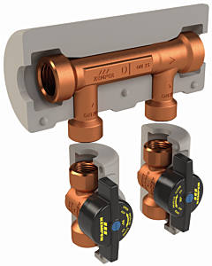Kemper flow divider group 6500601500 DN 15, outlet DN 15, VAV DN 15, surface-mounted, red brass, dynamic