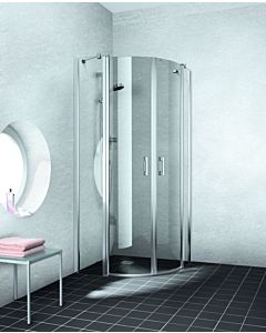 Kermi Liga quarter-circle swing door with fixed panels LIP50090201AK 90 x 200 cm, matte silver, clear tempered safety glass, for shower tray