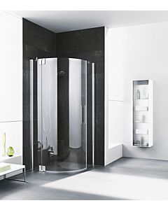 Kermi Pasa XP porte battante quart de cercle PX50RV7118VPK 90x120x185cm, rayon 50cm, argent brillant, verre de sécurité trempé clair, droit