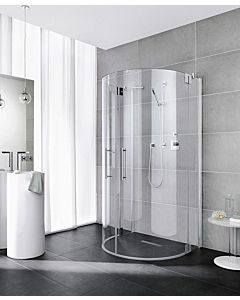Kermi Pasa XP porte de cabine de douche semi-circulaire PXZ20100201PK 100 / 95,5-98,5x200cm, argent mat brillant, verre de sécurité trempé clair
