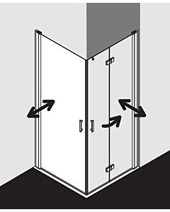 Kermi Diga Kermi Diga entry swing door DI1EL09318VAK 93x185cm, high-gloss silver, clear TSG, left, on the shower area