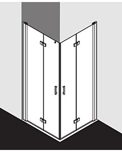 Kermi Diga Kermi Diga half pendulum folding door DI2CL08320VAK 83x200cm, silver high gloss, TSG clear, left, on the shower area