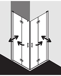 Kermi Diga Kermi Diga half swing folding door DI2CL10320VPK 103x200cm, silver high gloss, TSG clear clean, left, on shower area