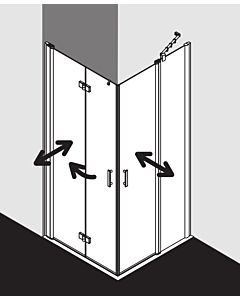 Kermi Diga Kermi Diga half swing folding door DI2CL12020VPK 120x200cm, silver high gloss, TSG clear clean, left, on shower tray