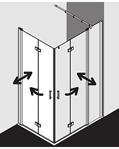 Kermi Diga Kermi Diga half swing folding door DI2CL07518VAK 75x185cm, silver high gloss, TSG clear, left, on shower tray