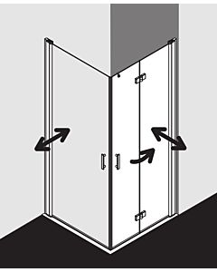 Kermi Diga Kermi Diga half pendulum folding door DI2CR08018VAK 80x185cm, silver high gloss, TSG clear, right, on shower tray