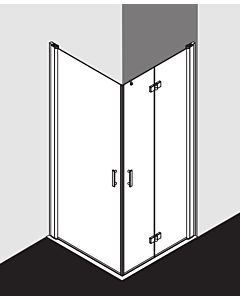 Kermi Diga Eckeinstiegshälfte Pendeltür DI1EL07820VAK 78x200cm, silber hochglanz, ESG klar, links, auf Duschplatz