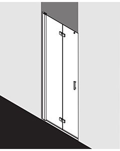 Kermi porte pliante Diga en niche DI2DL10020VAK 100x200cm, argent brillant, TSG clair, gauche