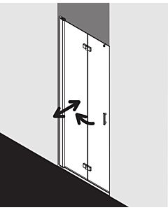 Kermi Diga pendulum folding door in recess DI2DL08020VPK 80x200cm, silver high gloss, TSG clear clean, left