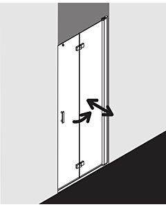 Kermi Diga pendulum folding door in recess DI2DR11018VPK 110x185cm, silver high gloss, TSG clear clean, right