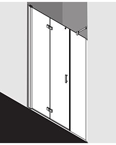 Kermi porte pliante Diga avec panneau fixe en niche DI2OL10020VPK 100x200cm, argent brillant, verre de sécurité trempé clair, gauche