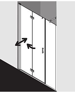 Kermi porte pliante Diga avec panneau fixe en niche DI2OL10018VAK 100x185cm, argent brillant, TSG clair, gauche