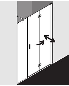 Kermi Diga pendulum folding door with fixed panel in niche DI2OR12020VAK 120x200cm, high-gloss silver, clear TSG, right