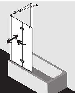 Kermi Diga Badewannen-Faltwand DI2PL12015VAK 120x150cm, silber hochglanz, ESG klar, links
