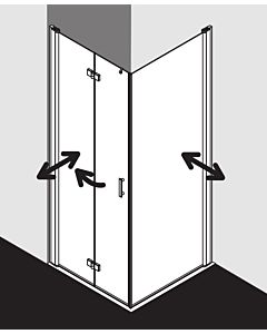 Kermi Diga pendulum folding door for side panel DI2SL08320VPK 83x200cm, silver high gloss, TSG clear clean, left, on shower area