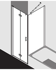 Kermi Diga Pendel-Falttür für Seitenwand DI2SL09318VPK 93x185cm, silber hochglanz, ESG klar Clean, links, auf Duschplatz