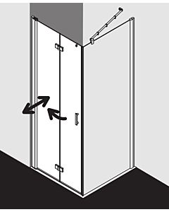 Kermi porte pliante Diga pour paroi latérale DI2SL11018VPK 110x185cm, argent brillant, verre de sécurité trempé transparent, gauche, sur receveur de douche