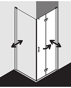 Kermi Diga pendulum folding door for side panel DI2SR10320VAK 103x200cm, silver high gloss, TSG clear, right, on the shower area